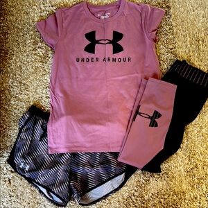 Under Armour Pink Tee and Black Shorts Set